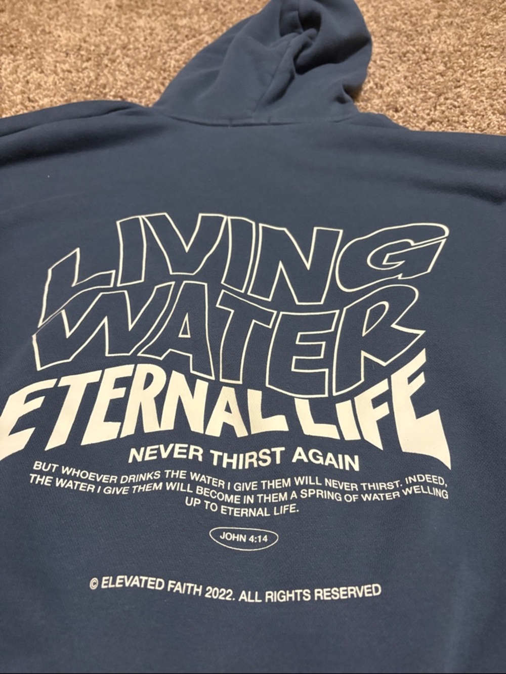 Living Water Navy Blue Hoodie - Pullover Sweatshirt - Picture 4 of 8